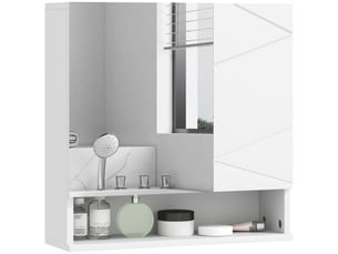 Armoire murale de salle de bain avec miroir 2 portes en panneau de particules blanc 55x17x55 cm