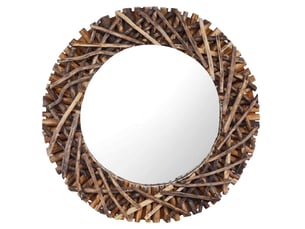 Miroir rond(e) à fixer coloris marron <strong></strong>  <strong></strong> - 60 cm x 60 cm