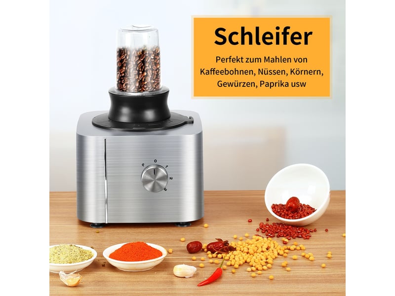  Robot de cuisine multifonction 1100 w avec bol de 3,2 litres, hachoir, pétrin, coupe-légumes et fonction pulse  - Conforama W