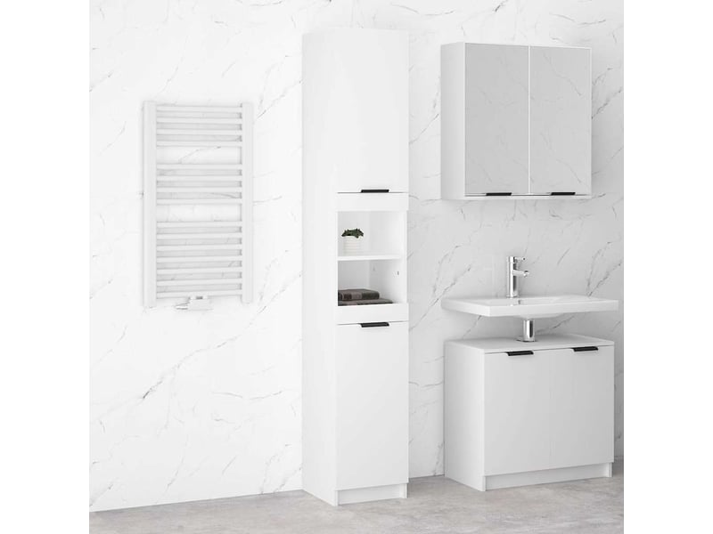  Armoire de salle de bain, meuble de rangement blanc 32x34x188.5 cm bois d'ingénierie  - Conforama B