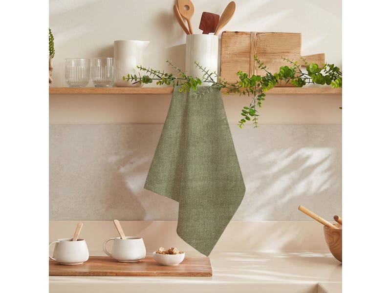  Torchon de cuisine en coton 50x70 cm chambray vert, par soleil d'ocre  - Conforama A