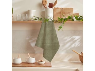 Torchon de cuisine en coton 50x70 cm chambray vert, par soleil d'ocre