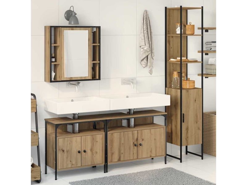 Ensemble de mobilier de salle de bain 4 pc chêne artisanal cf64503 - Conforama B