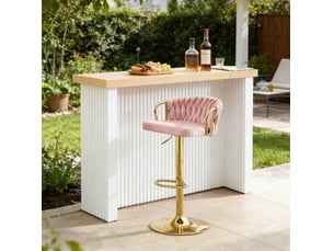 Tabouret de bar réglable en hauteur desmiu 49,5x77-98x50,5 cm en velours rose avec structure métal