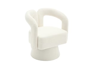Fauteuil - fauteuil design pivotant avec dossier capitonné et assise moelleuse, structure bois et métal, 67 x 55 x 74 cm, beige