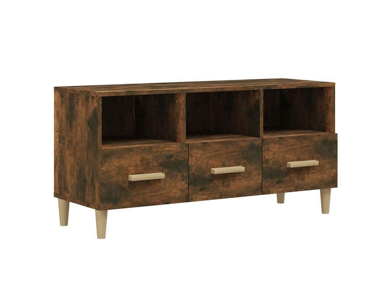  Meuble tv - banc tv - meuble de rangement chêne fumé 102x36x50 cm bois d'ingénierie  - Conforama A