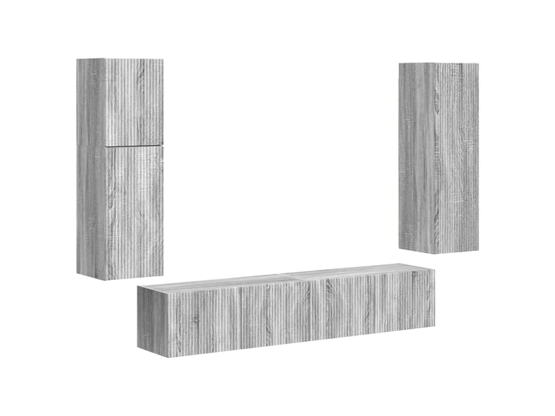  Ensemble meuble tv - banc tv - meuble de rangement 4 pcs gris sonoma bois d'ingénierie  - Conforama A