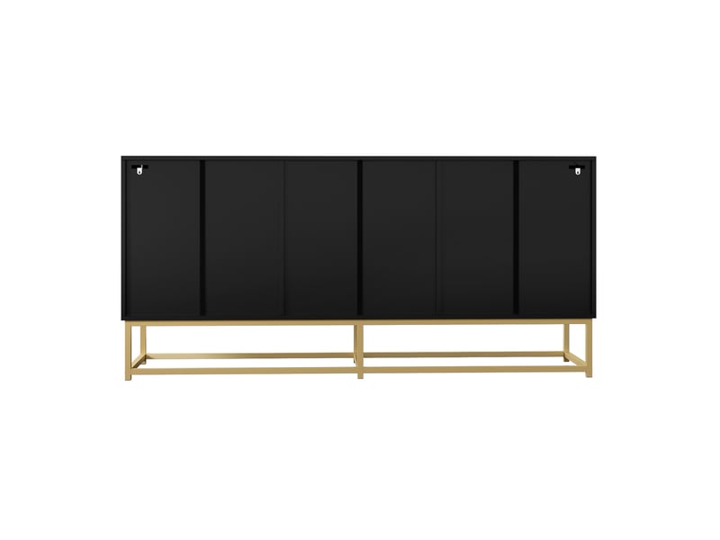 Buffet noir mat avec 3 doubles portes, grand rangement, surface mate, noir - Conforama E