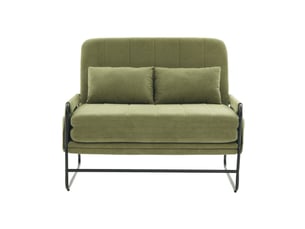 Canapé convertible 2 places - 104x85x92cm - banquette lit pliable dossier réglable tissu chenille et métal - vert