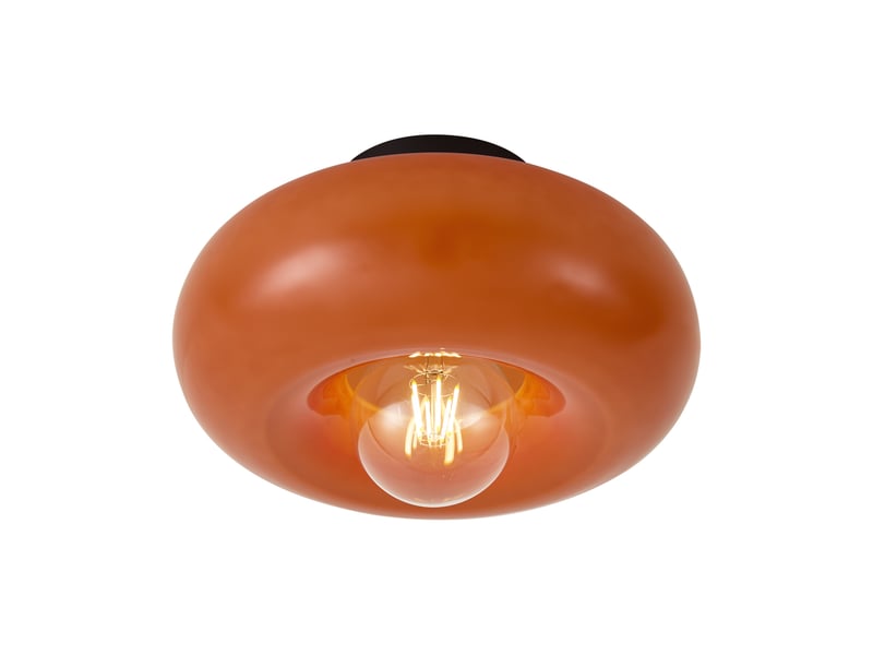  Retro plafondlamp zwart met oranje glas 30cm - glaze  - Conforama E