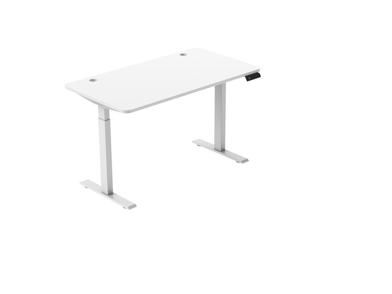  Bureau droit réglable en hauteur avec 4 mémoires, écran led et double moteur, sans plateau, pour chambre en acier blanc  - Conforama A