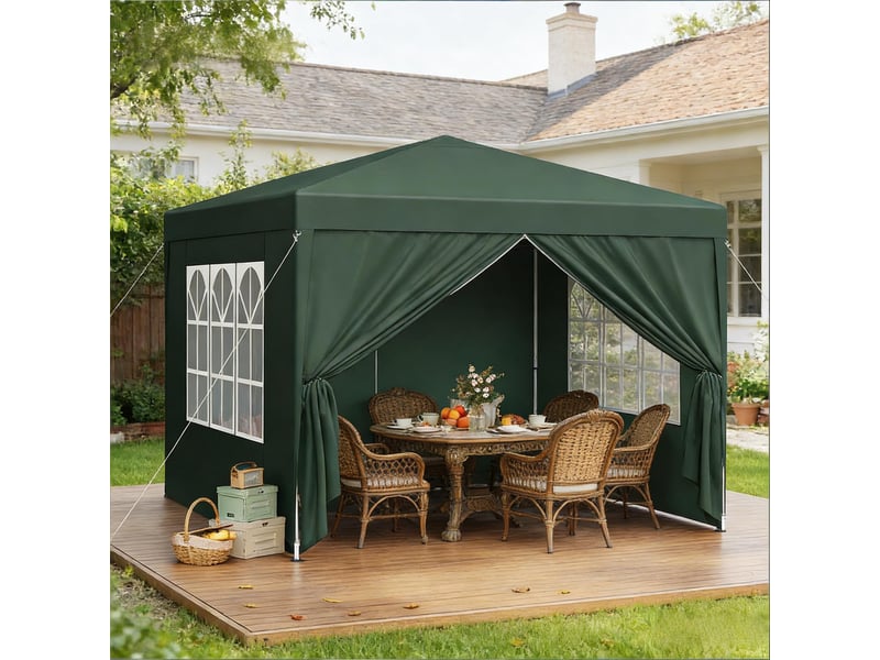  Gazebo de jardin beige 3x3 m, pavillon pliable pour mariage, terrasse et événements  - Conforama D