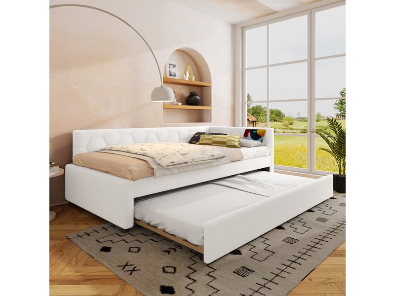  Lit en boucle blanc 90x200 cm  - Conforama B