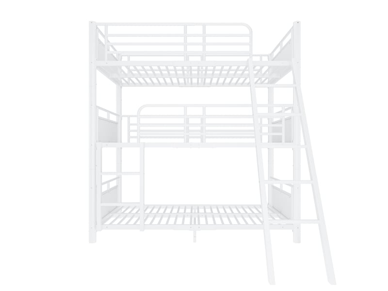  Lit superposé triple enfant 90x200 cm modulable, métal blanc, sans matelas  - Conforama D