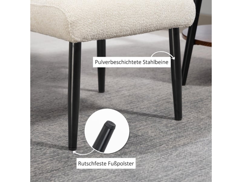  Tabouret avec coussin d'assise moelleux, pieds en acier, repose-pieds avec tissu chenille, 45 x 41 x 38 cm, blanc crème 838-598V00CW - Conforama D