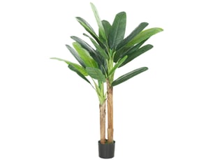 Bananier artificiel de 150 cm, plante décorative avec pot et 2 troncs, vert, idéal pour la maison, le bureau ou le salon.