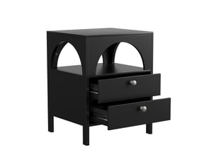 Table de chevet noire avec 2 tiroirs et 1 niche ouverte 45 x 40 x 58 cm