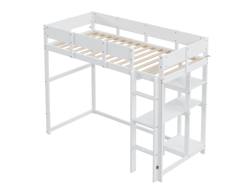  Lit mezzanine 90x200 cm coloris blanc bois massif lit enfant blanc - Conforama E
