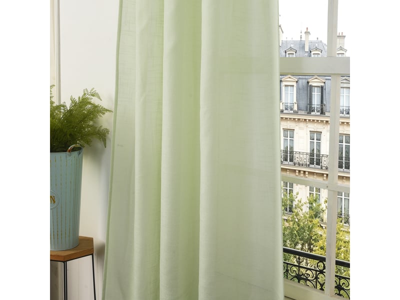  Rideau ajustable 140 x 270 cm + 8 anneaux pinces effet lin evasion menthe CP-EVASION-MENTHE - Conforama C