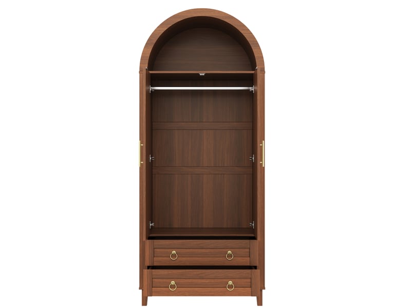 Armoire 2 portes avec led 76x50x184 cm décor rotin coloris noyer - Conforama E
