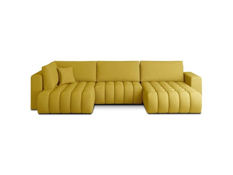  Canapé d'angle bonita convertible 6 places jaune tissu – droit – 350x175cm  - Conforama A