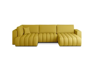 Canapé d'angle bonita convertible 6 places jaune tissu – droit – 350x175cm