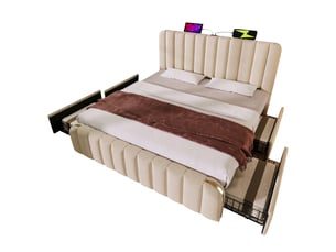 Lit avec rangement 160x200 cm HOMVRA coloris beige