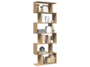 Étagère de rangement, étagère séparatrice de pièce à 6 niveaux chêne artisanal