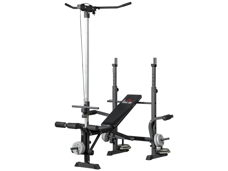  Panca fitness con leg press, squat rack e leg extension, in acciaio e pu, 180x134x200 cm, nero e argento  - Conforama B