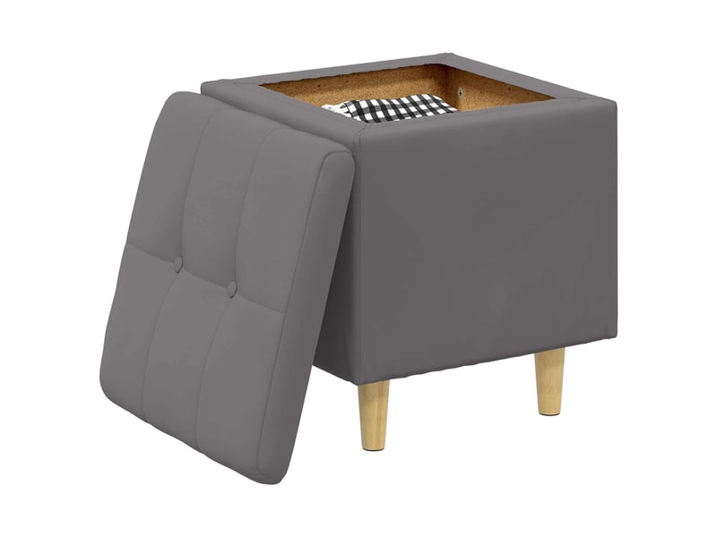  Ottoman, repose pied salon avec rangement gris 40x40x45 cm simili cuir  - Conforama C