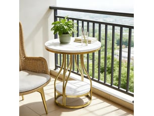 Table basse rond(e) coloris bicolore BEAUNIV - 50 cmx50 cm