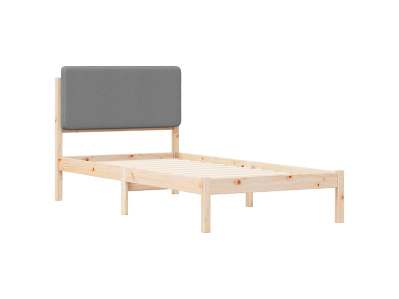  Lit simple- lit adulte -  cadre de lit avec tête de lit rembourrée gris clair 80 x 200 cm  - Conforama C