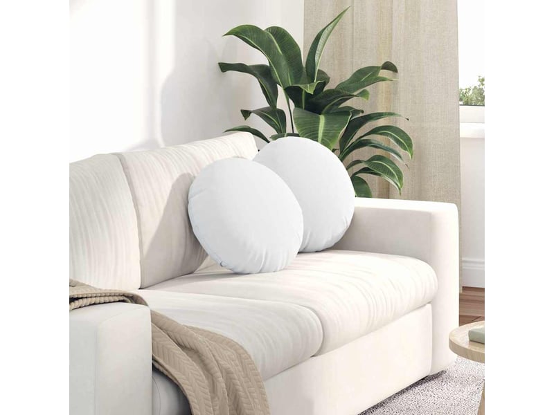  Lot de 2 coussins de siège, coussins décoratifs tissu blanc ø40 x 13 cm cf59763  - Conforama B