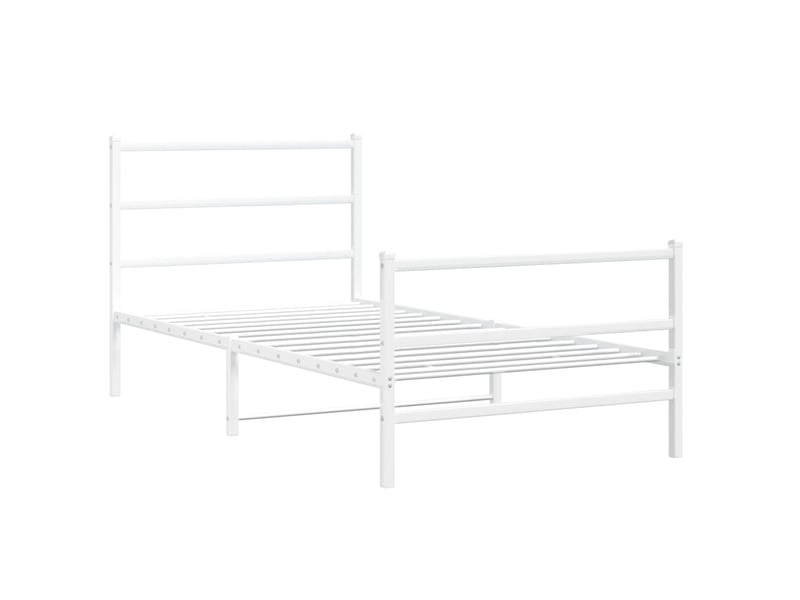  Lit simple- lit adulte -  cadre de lit métal sans matelas et pied de lit blanc 100x200 cm  - Conforama B