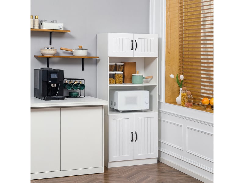 Colonne de cuisine 4 portes avec niche et étagères réglables en mdf 70×40×170 cm blanc  - Conforama B