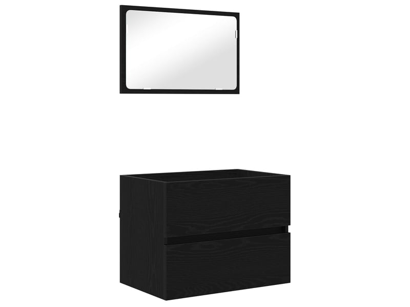 Ensemble de mobilier de salle de bain 3 pièces chêne noir cf64455 - Conforama E