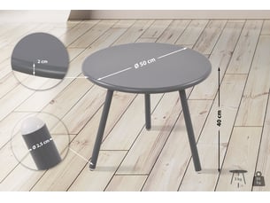Table basse ronde intérieur extérieur plateau polypropylène gris foncé pieds métal ø 50 cm 10_0009176