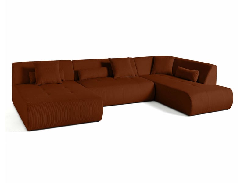  Onyx - canapé panoramique modulable d'angle droit 7 places - en velours côtelé - lisa design - terracotta ONYX - Conforama E