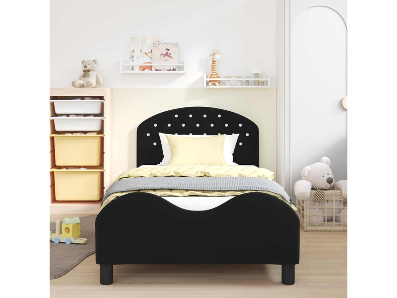  Cadre de lit pour enfants - lit jeune avec tête de lit noir 90 x 190 cm  - Conforama C