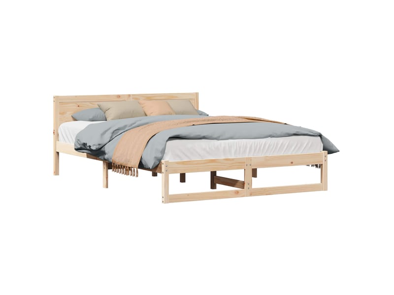 Lit double- lit adulte - cadre de lit avec tête de lit naturel 140 x 200 cm pin massif - Conforama A