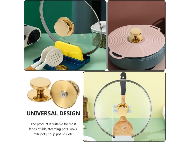  Boutons de couvercle pour casseroles - 4 pièces poignées universelles résistantes à la chaleur couvercle en acier pour casseroles bouton doré none - Conforama B
