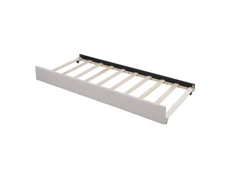  Lit de jour capitonné 90x200 cm avec lit gigogne - banquette lit beige en lin  - Conforama R