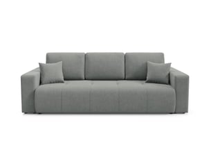 Canapé droit convertible   4 places Tissu gris avec coffre de rangement