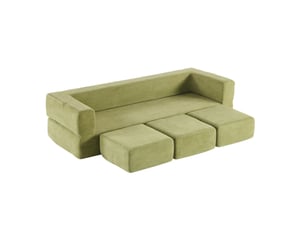 Canapé de sol modulable modenvie 3 places convertible en lit 201 x 75,5 x 50 cm chenille vert