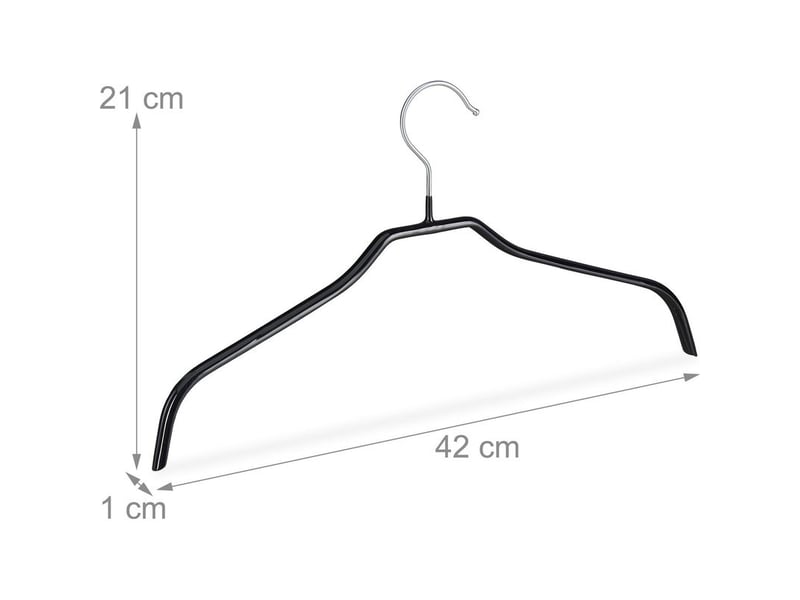 Relaxdays cintre antidérapant en set 50, revêtement caoutchouc, cintres métal chemises, 42 cm, noir  - Conforama C