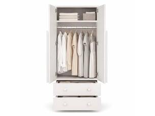 Armoire penderie 70 x 40 x 170 cm – blanche – double porte avec tiroirs, étagères et grand rangement