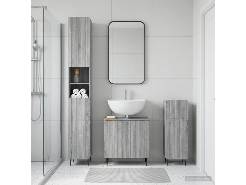Ensemble de meuble de salle de bain 3 pièces zwolle sonoma gris cf63554 - Conforama B