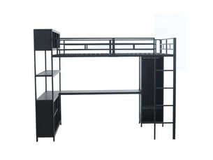 Lit mezzanine 140x200 cm <strong>RAUMIO</strong>  <strong></strong> coloris noir