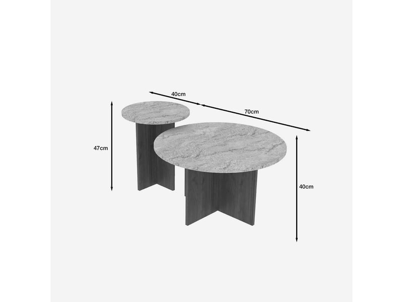 Lot de tables basses rondes en bois private - beige - Conforama E