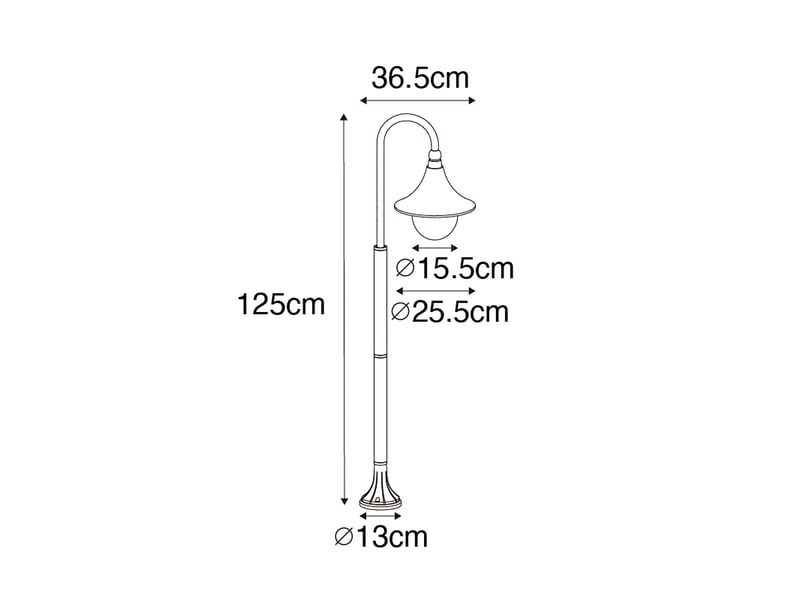 Lanterne d'extérieur intelligente or antique 125 cm ip44 avec wifi a60 - daphne  - Conforama D